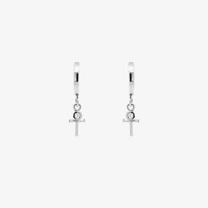 Calvary Cross Huggie Hoop Earrings