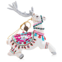 Cupid Reindeer Glass Ornament