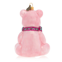 Baby's 1st Christmas Teddy Glass Ornament - Pink