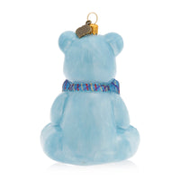 Baby's First Christmas Teddy Glass Ornament - Blue