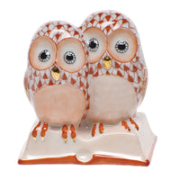 Pair of Owls On Book — Rust