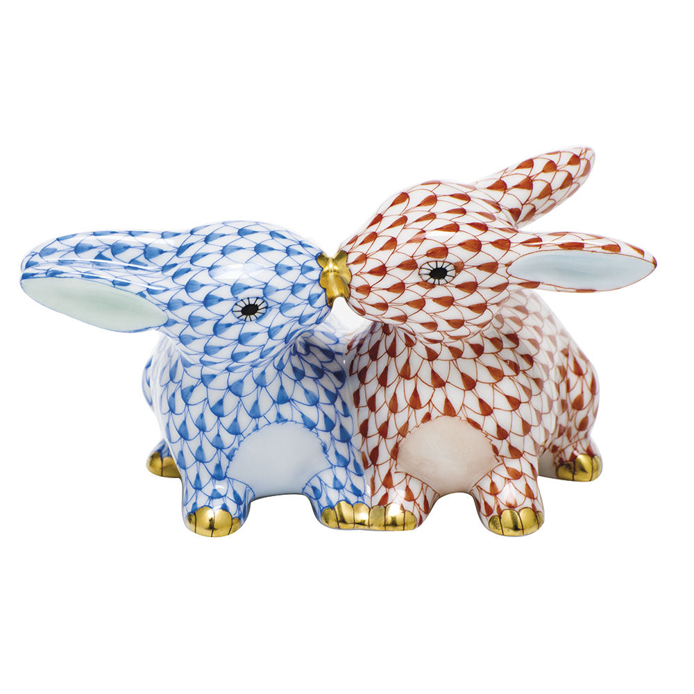 Kissing Bunnies — Rust & Blue