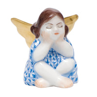Heavenly Bliss Sitting Angel — Blue