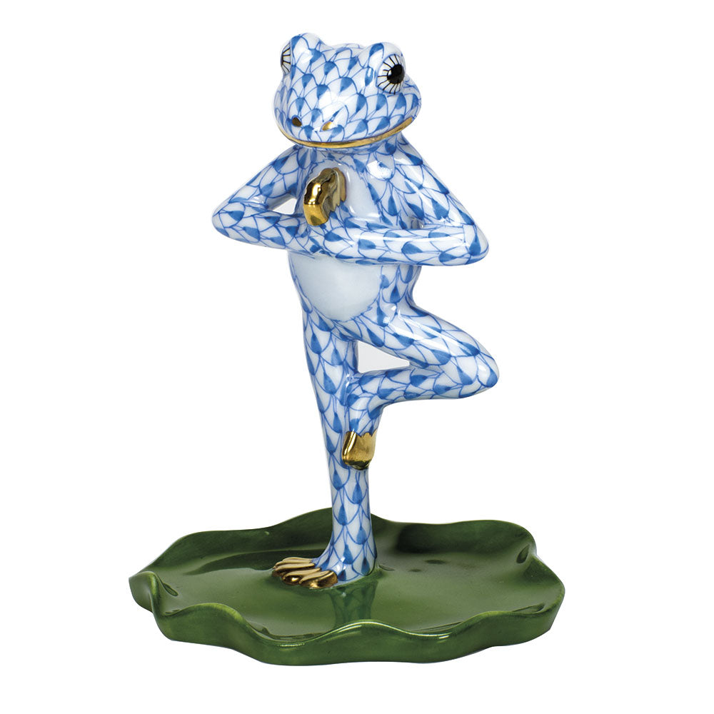 Yoga Frog In Tree Pose — Blue