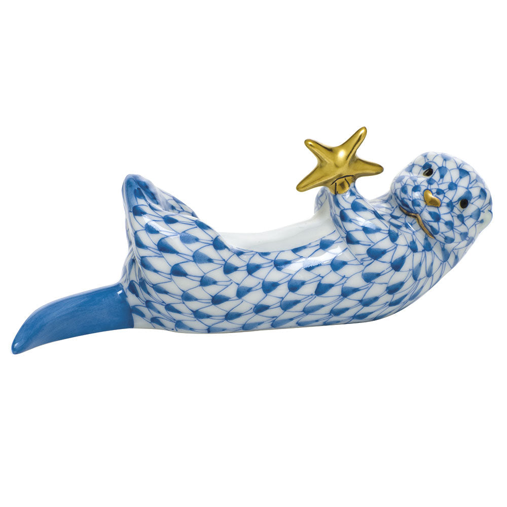 Sea Otter with Starfish — Blue