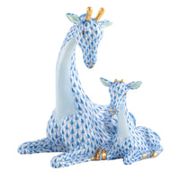 Mother and Baby Giraffe — Blue