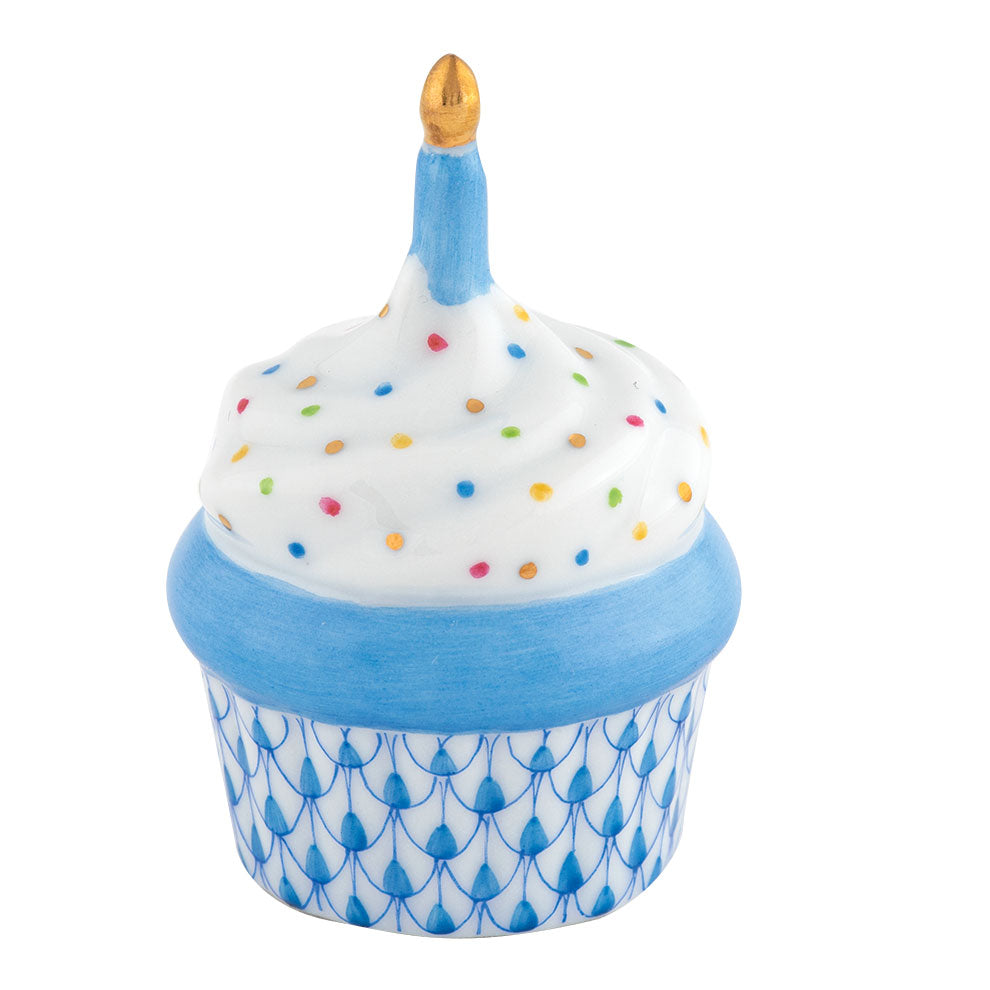 Cupcake with Candle — Blue