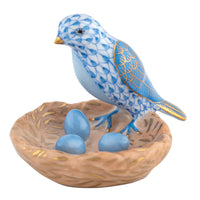 Bird with Nest — Blue