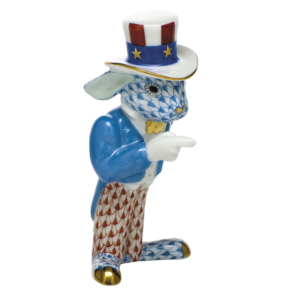 Patriotic Bunny — Blue & Rust
