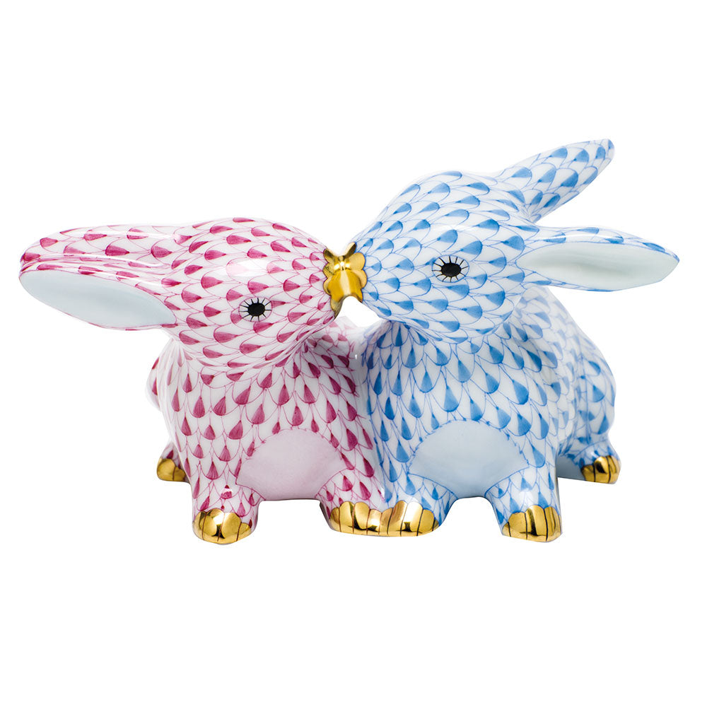 Kissing Bunnies — Blue & Raspberry