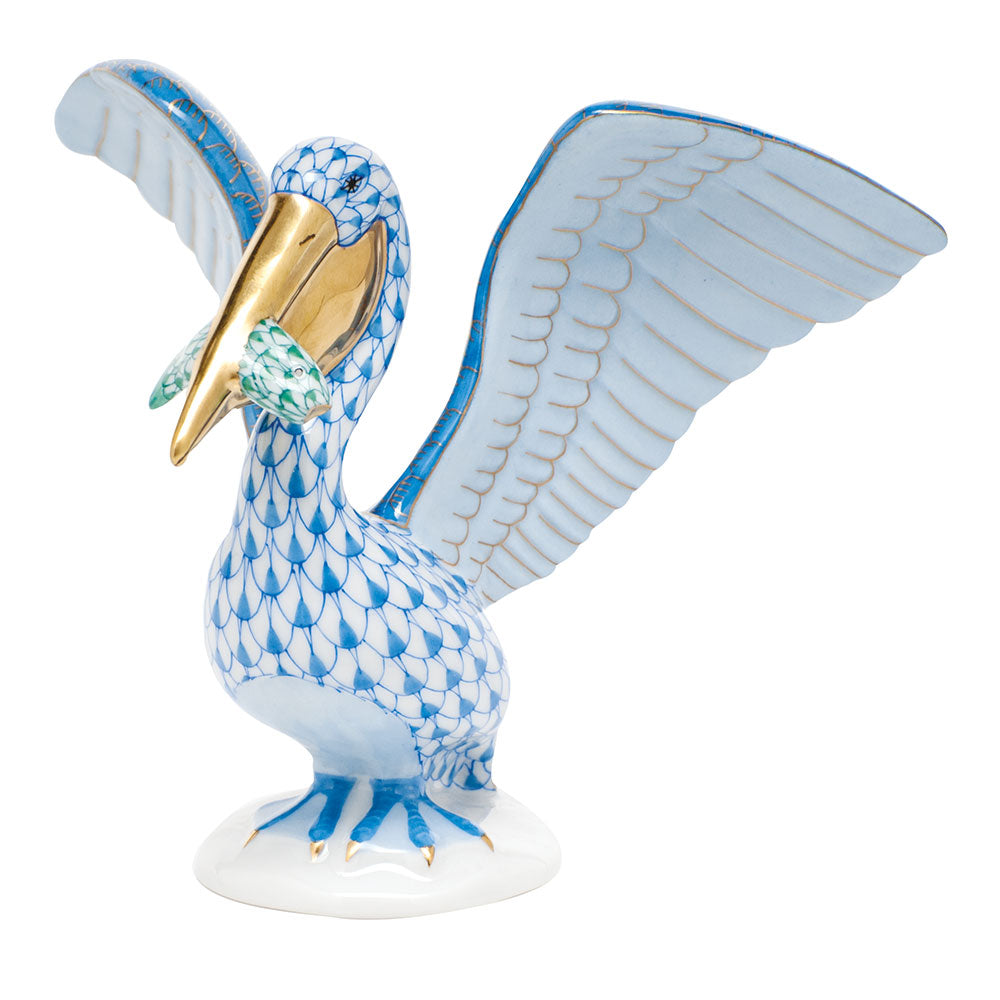 Pelican with Fish — Blue & Green