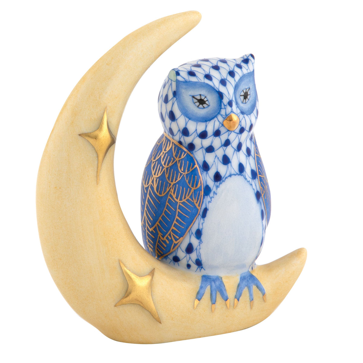 Owl with Crescent Moon — Sapphire