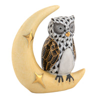 Owl with Crescent Moon — Black