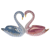 Kissing Swans — Blue & Raspberry