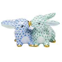 Kissing Bunnies — Green & Blue
