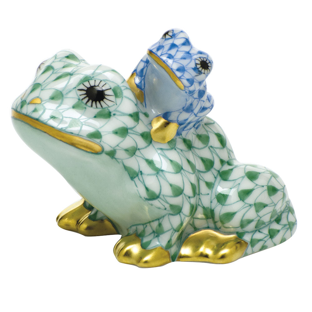 Mother and Baby Frog — Green & Blue