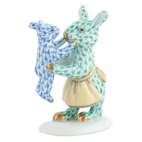 Mother Bunny with Child — Green & Blue