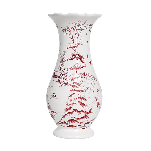 Country Estate Winter Frolic 9" Vase - Ruby