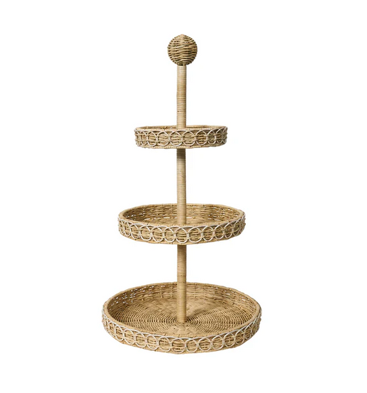 Provence Rattan 3-Tier Shelving Unit - Whitewash