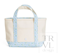 Mini Tote - Petite Fleur Blue Trim