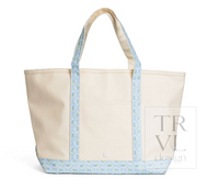 Large Maxi Tote - Natural with Petite Fleur Blue