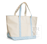 Large Maxi Tote - Natural with Petite Fleur Blue
