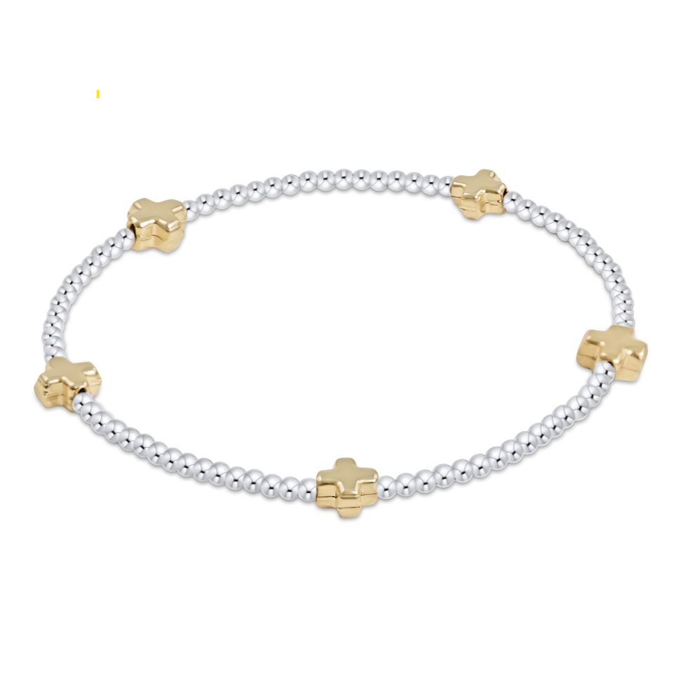 Signature Cross Mixed Metal Bead Bracelet