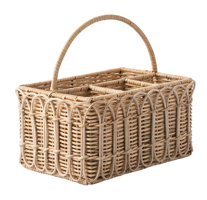 Provence Rattan Whitewash Silverware Caddy
