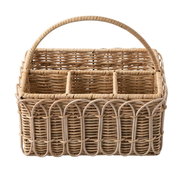 Provence Rattan Whitewash Silverware Caddy
