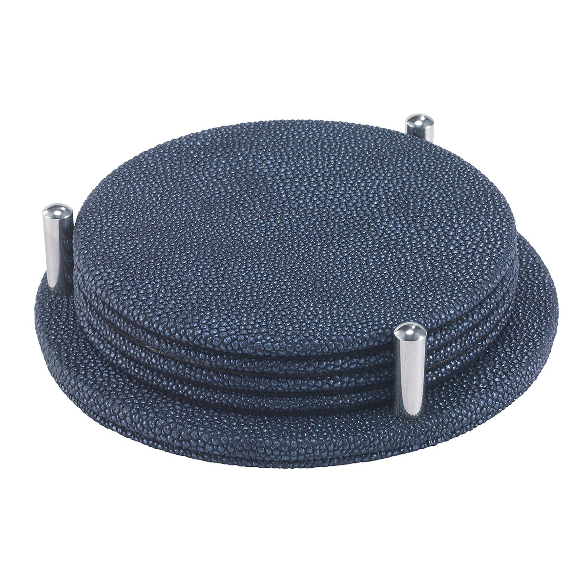 Stingray Round Coasters with Holder Navy