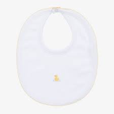 Hand Embroidered White Premier Duckling Pima Cotton Bib
