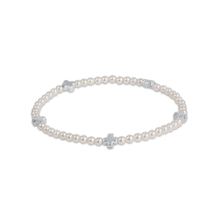 Signature Cross Pearl/Sterling Bead Bracelet