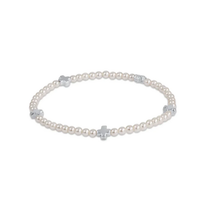 Signature Cross Pearl/Sterling Bead Bracelet