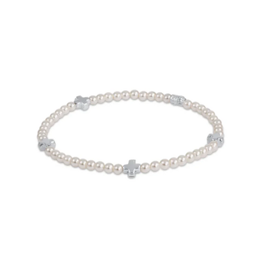 Signature Cross Pearl/Sterling Bead Bracelet
