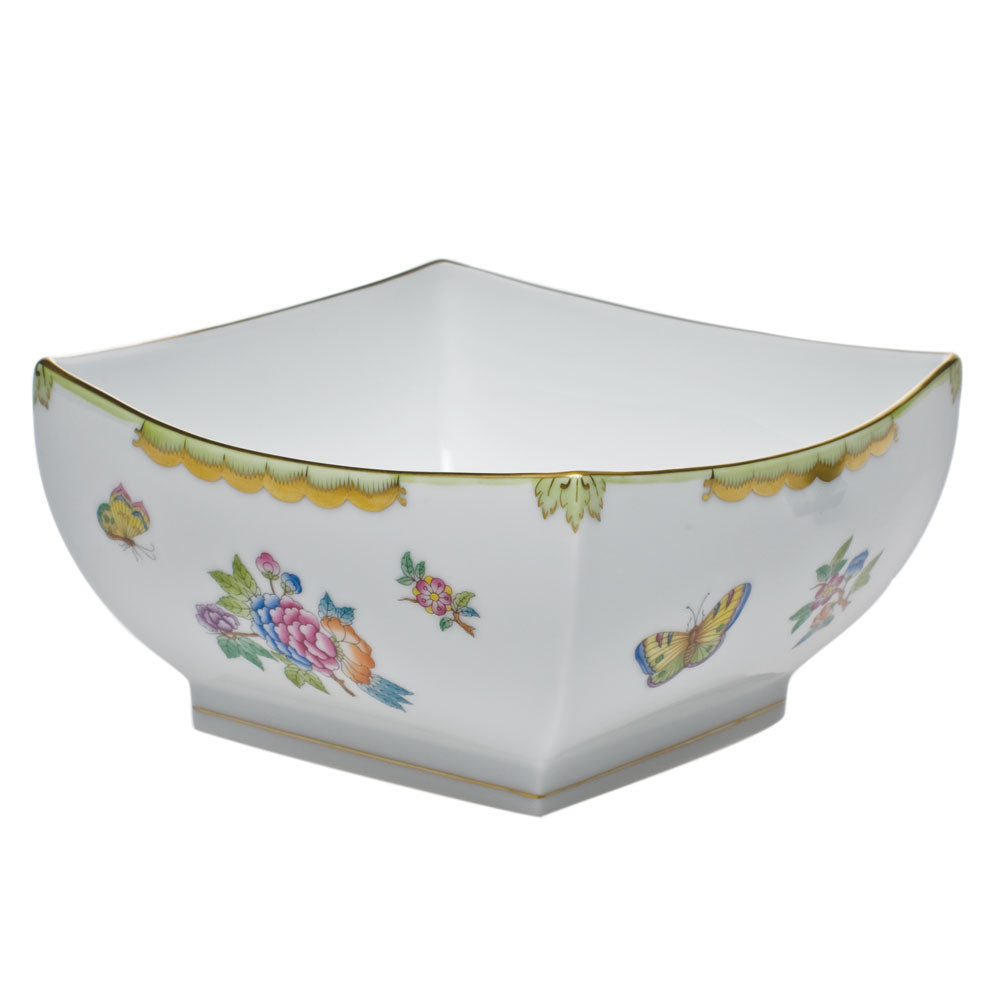 Queen Victoria Green Large Square Bowl