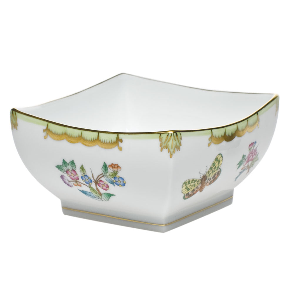 Queen Victoria Green Small Square Bowl