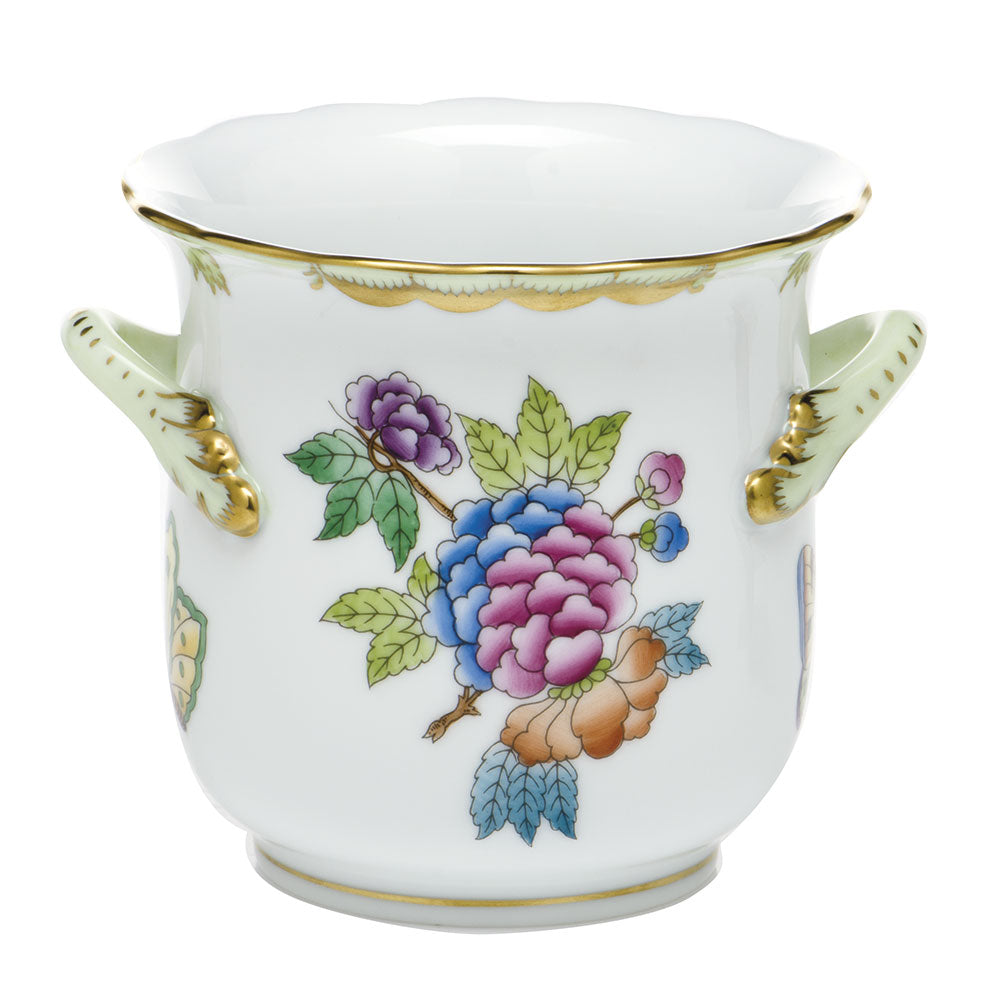 Queen Victoria Green Mini Cachepot with Handles, Motif 2