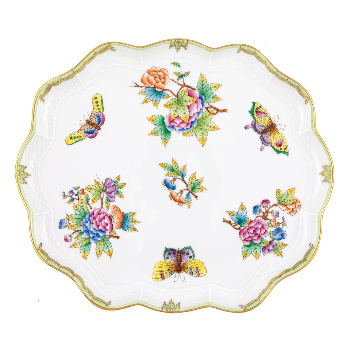 Queen Victoria Green Scallop Tray