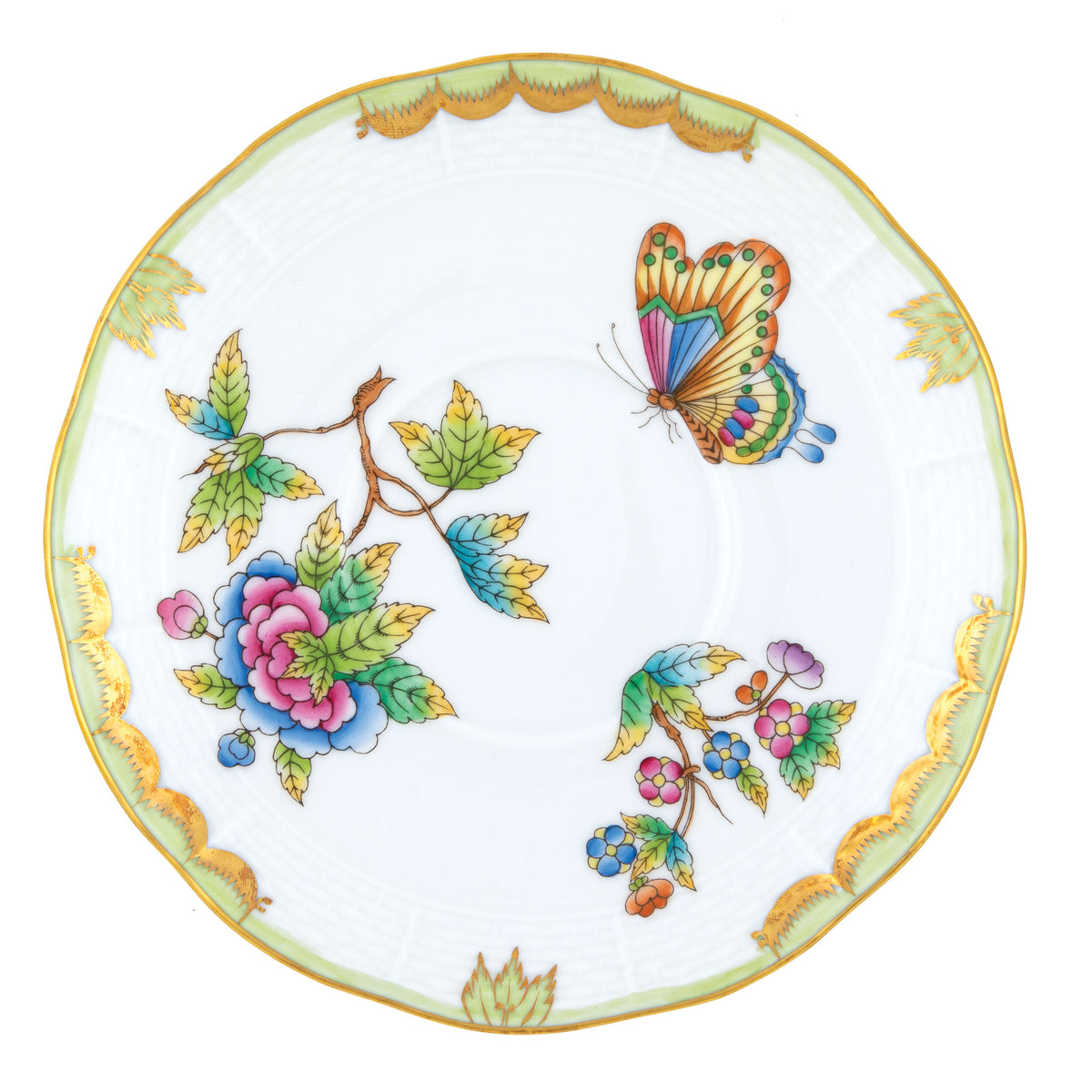 Queen Victoria Green Covered Bouillon Saucer