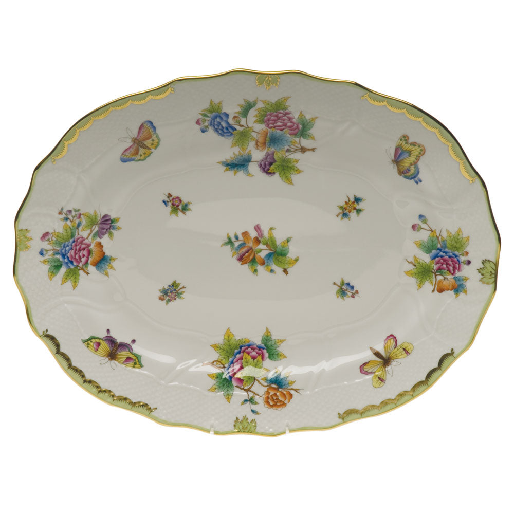 Queen Victoria Green Platter, 17″ long x 12.5″ wide
