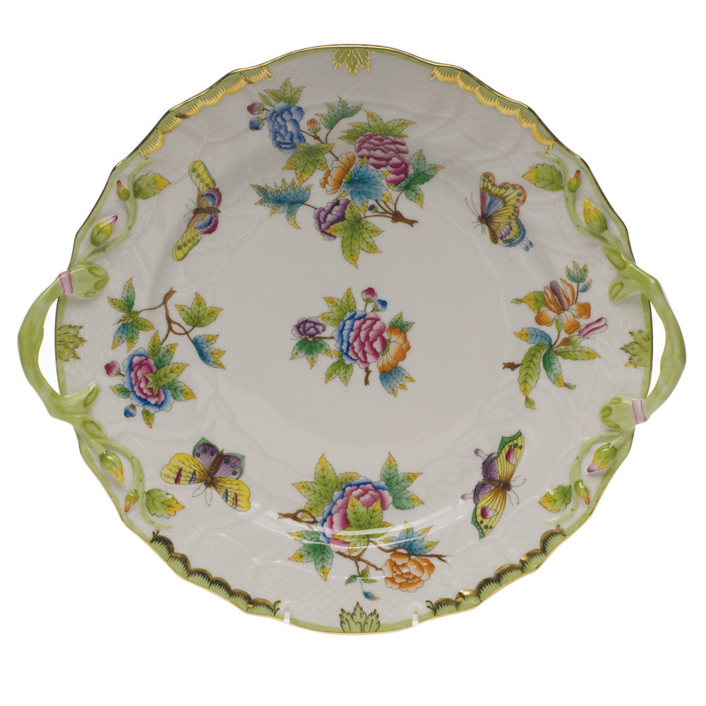 Queen Victoria Green Chop Plate with Handles, 12″ diameter