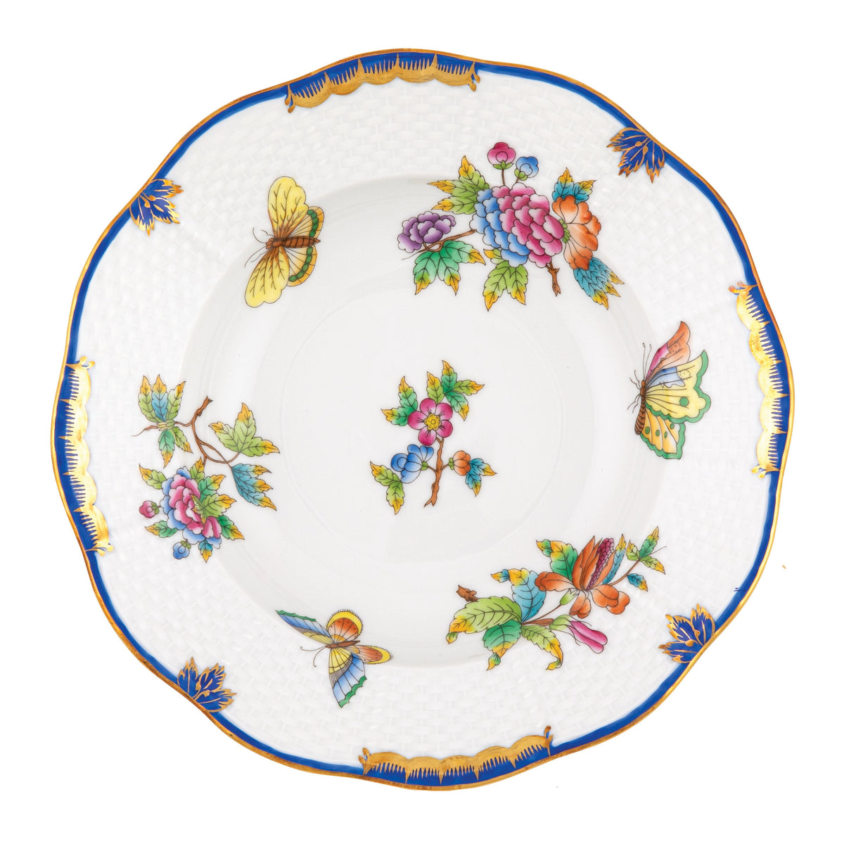 Queen Victoria Blue Rim Soup Plate