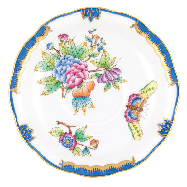 Queen Victoria Blue Tea Saucer
