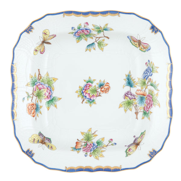 Queen Victoria Blue Square Fruit Dish