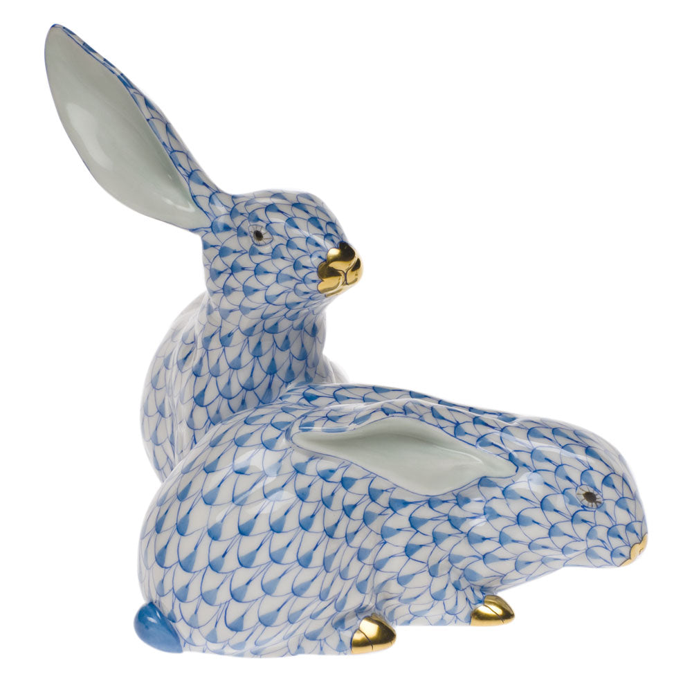 Large Pair of Rabbits — Blue