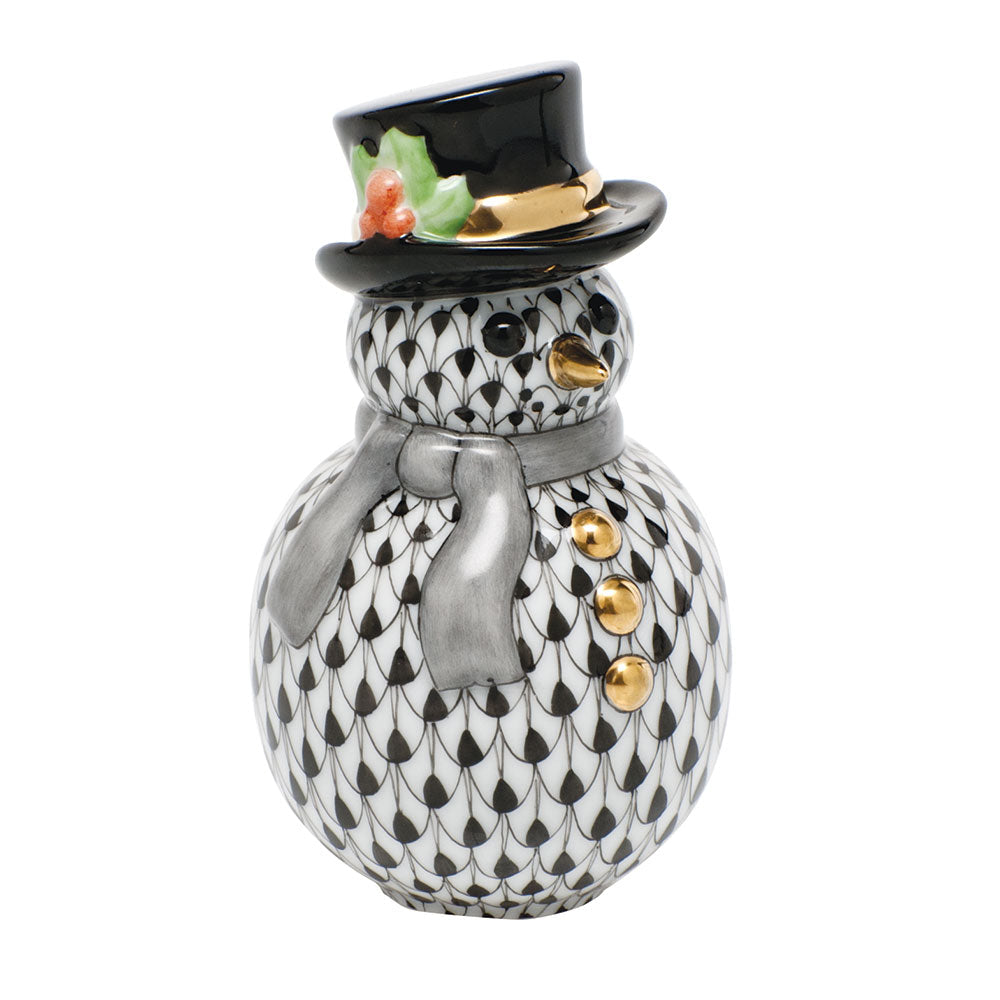 Snowman with Scarf — Black