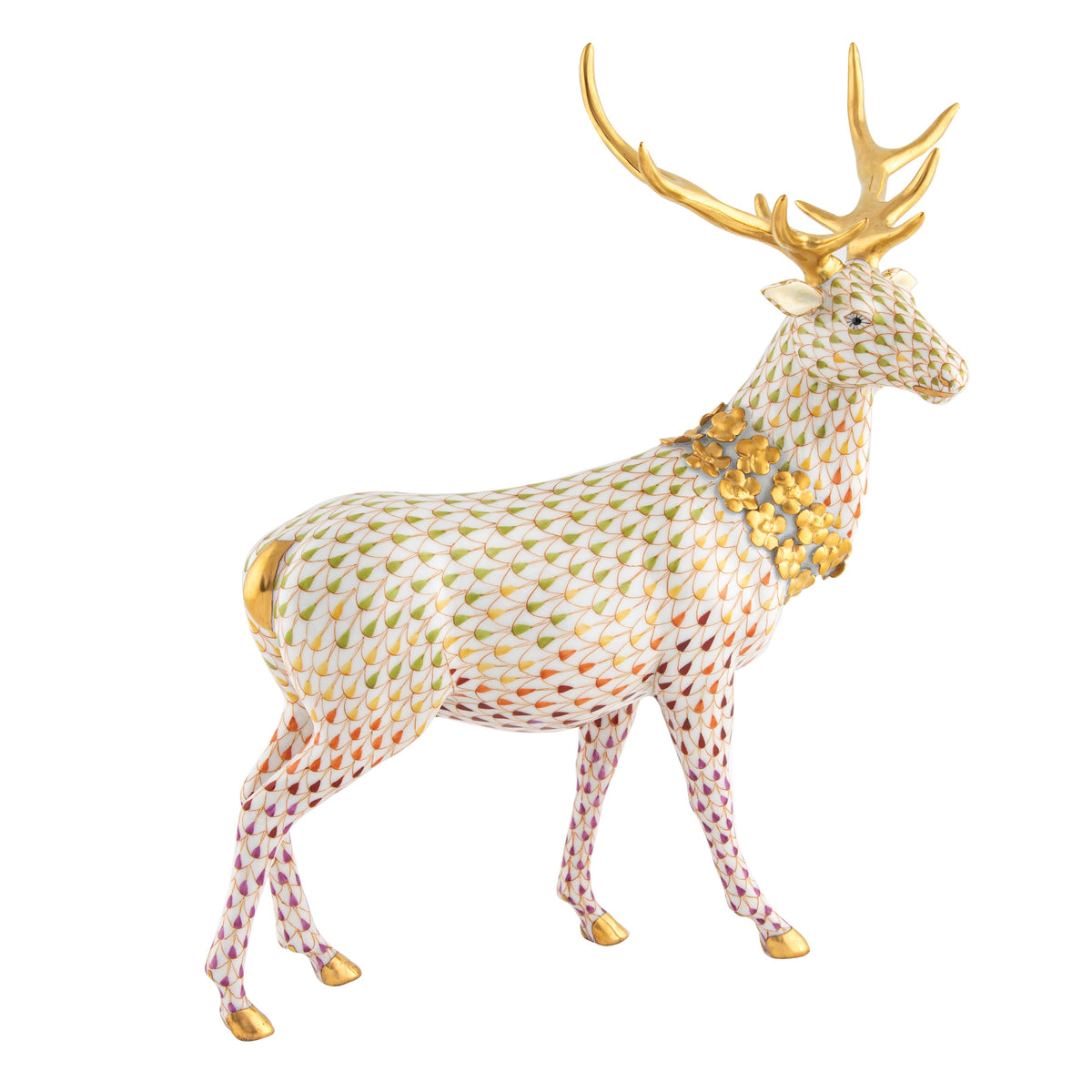 Stag with Flower Garland — Multicolor