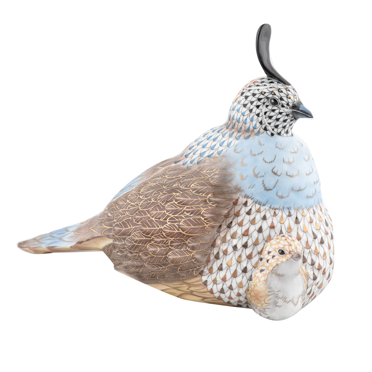 Mother and Baby Quail — Multicolor