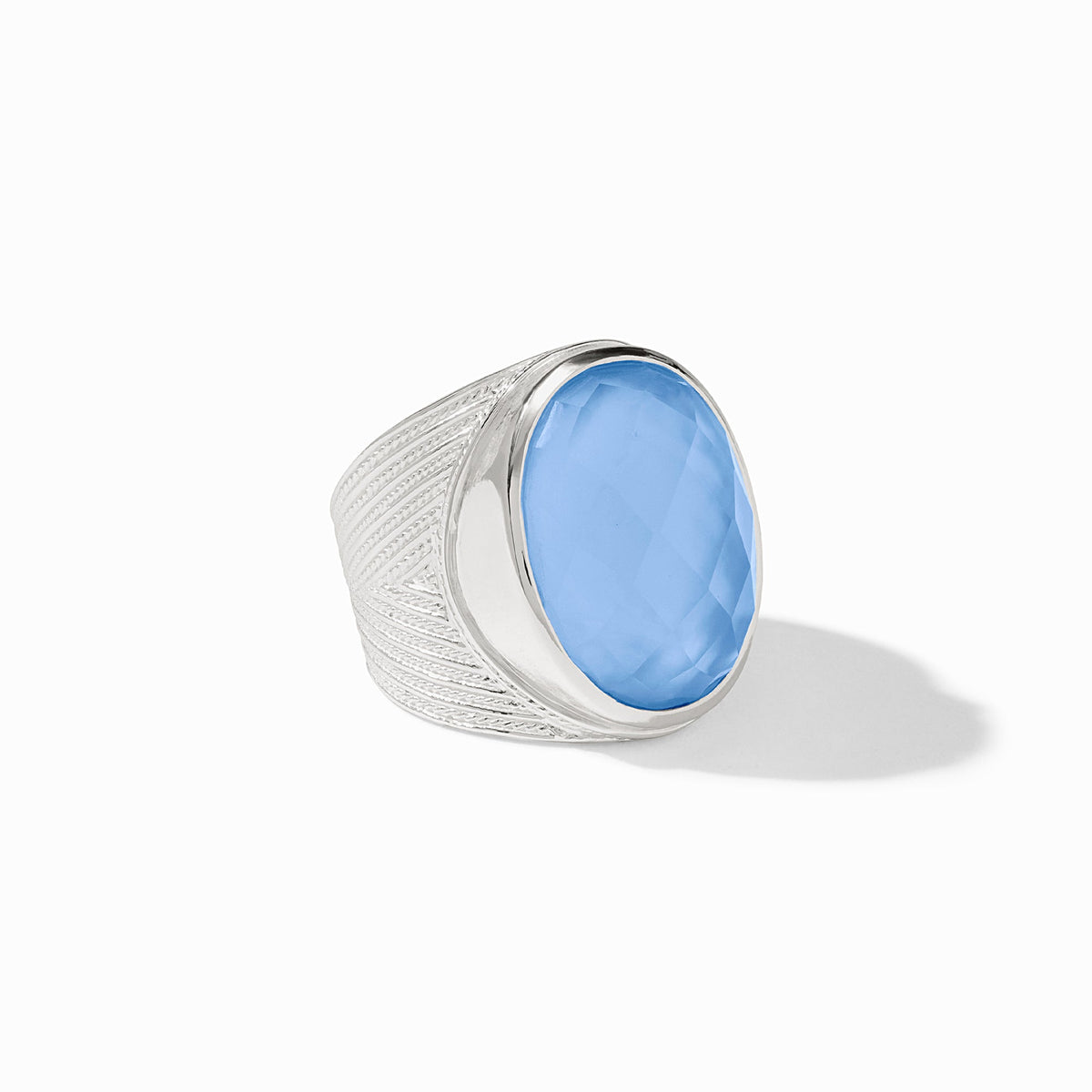 Julie Vos Sterling Verona Statement Ring, Iridescent Chalcedony Blue