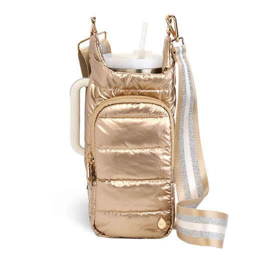 Gold Hydrobag with Striped Gold Strap